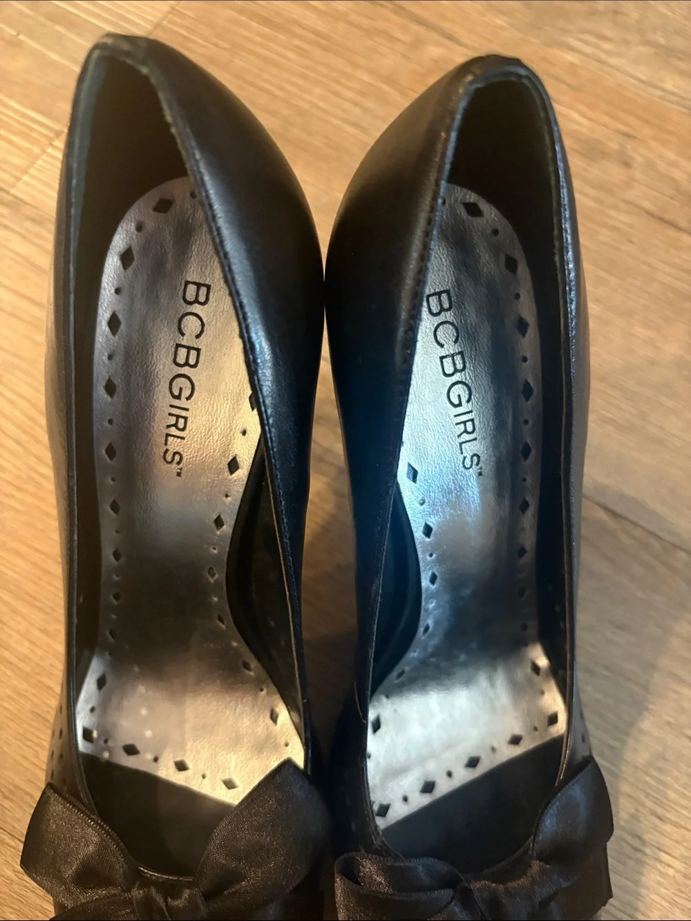 BCBGirls Black Bow Round-Toe Heels